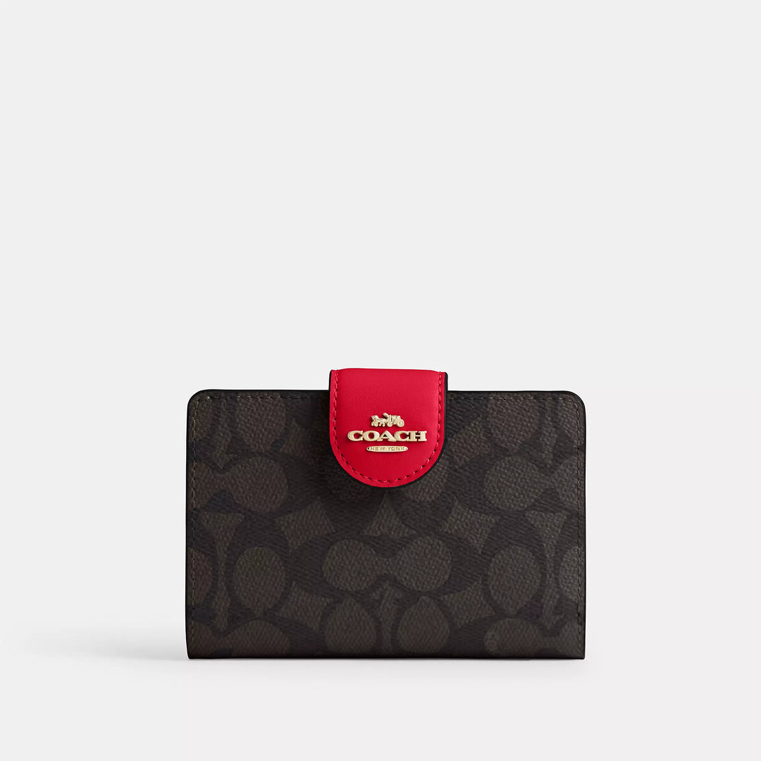【COACH】Medium Corner Zip Wallet/Fruit Coach Medium Corner Zip Wallet With Strawberry Print