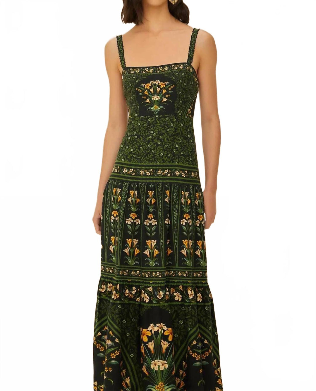 FARM RIO Sleeveless Maxi Dress In Flowers Arch Black
