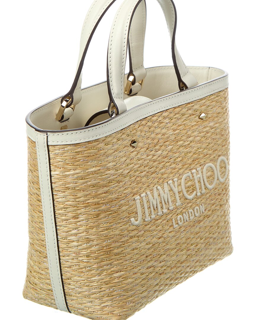 ◆正規品・新品◆Jimmy Choo Beige Raffia Mini Marli Handbag Jimmy Choo Marli Mini Raffia & Leather Tote | ShopSimon
