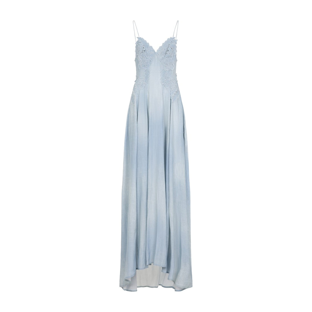 Ermanno Scervino Light Blue Viscose Long Dress | ShopSimon