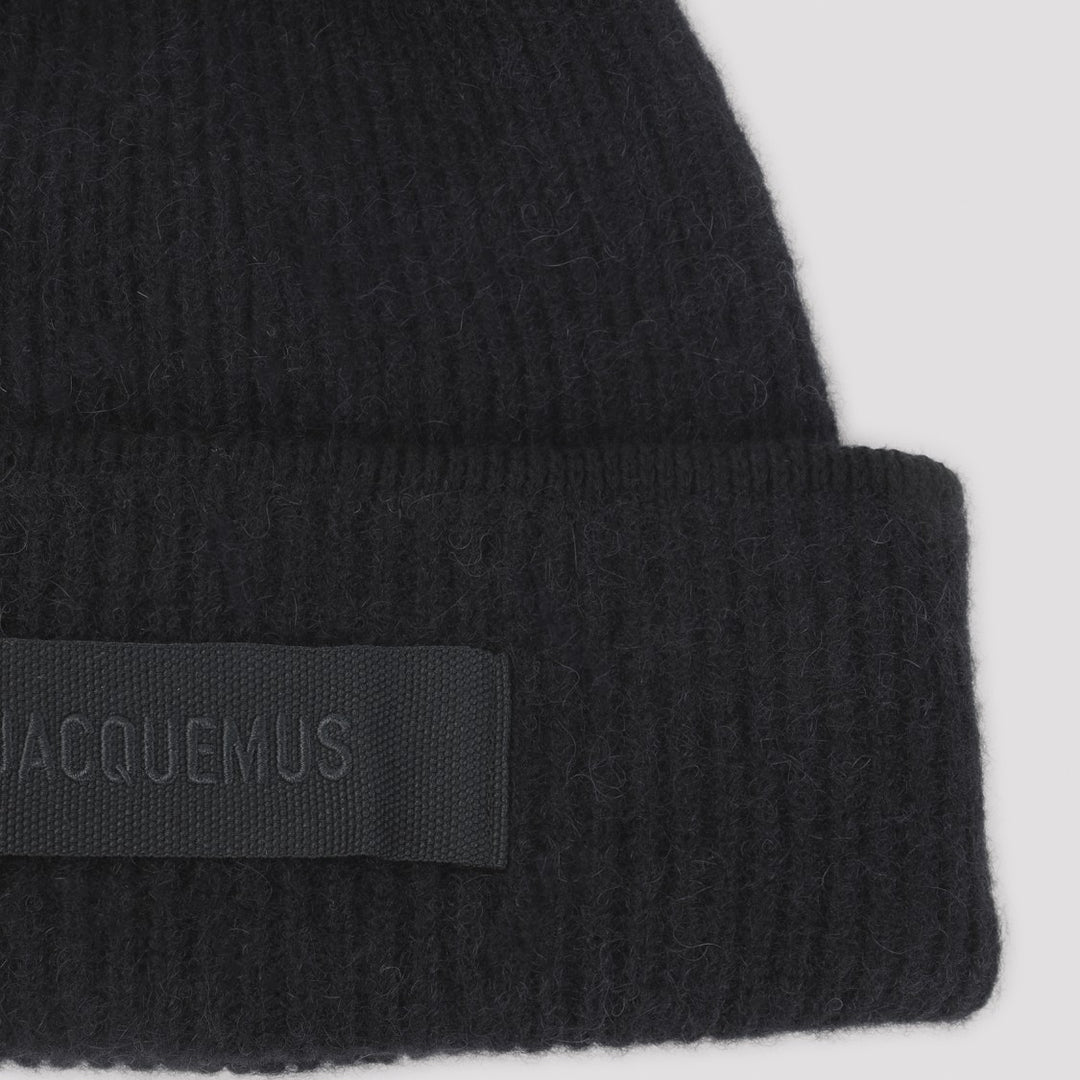 Jacquemus Le Bonnet Gros Grain Black Alpaca Wool Hat | ShopSimon