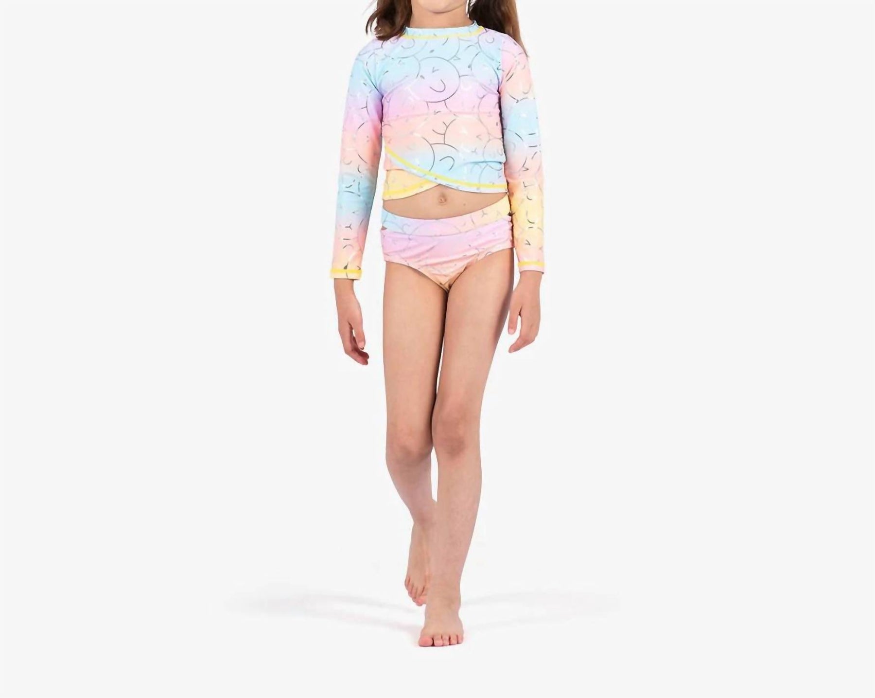 Appaman Girls Oceana Rash Guard Bikini Set In Summer Joy | ShopSimon