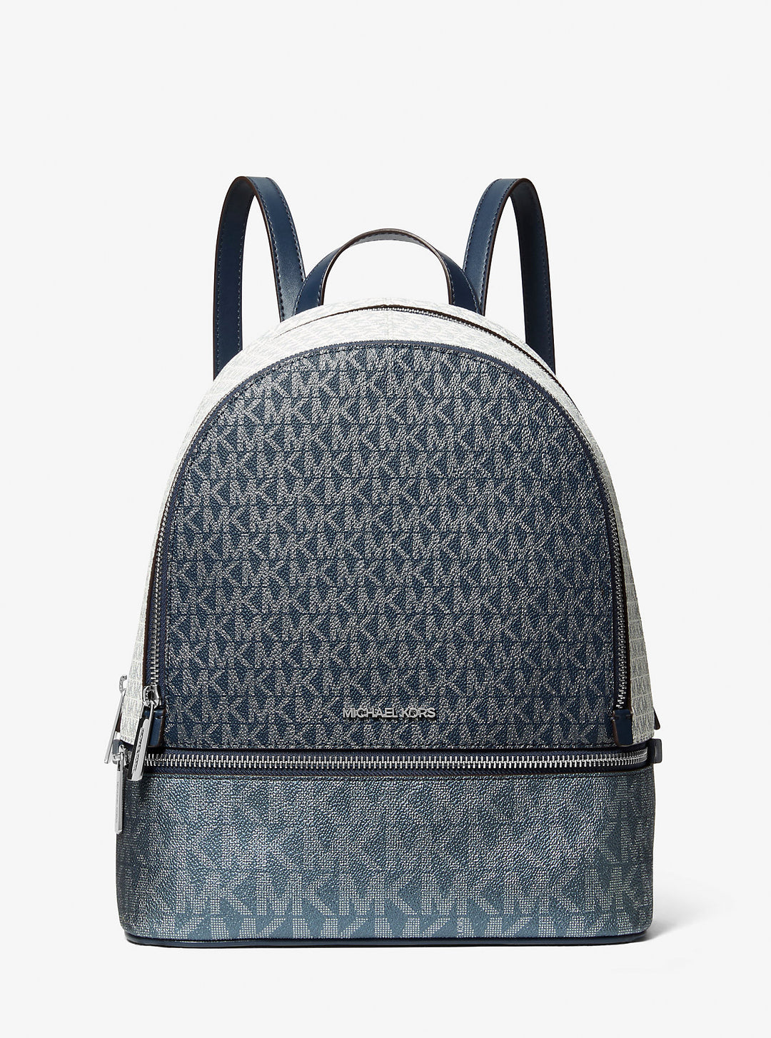 MICHAEL KORS Rhea Medium Grey Leather Backpack Michael Kors Rhea Zip Medium Backpack Aluminum/Pearl Gray | eBay main image 3