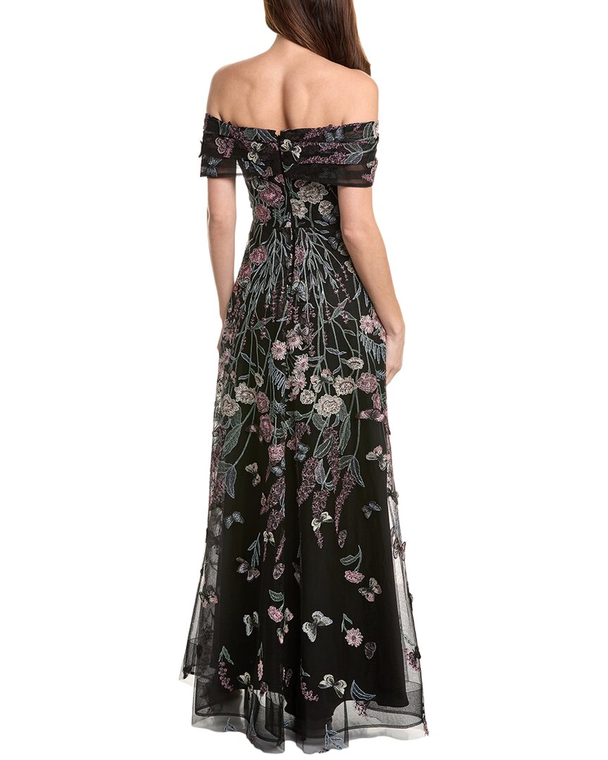 Teri Jon by Rickie Freeman Floral Embroidered Tulle Gown