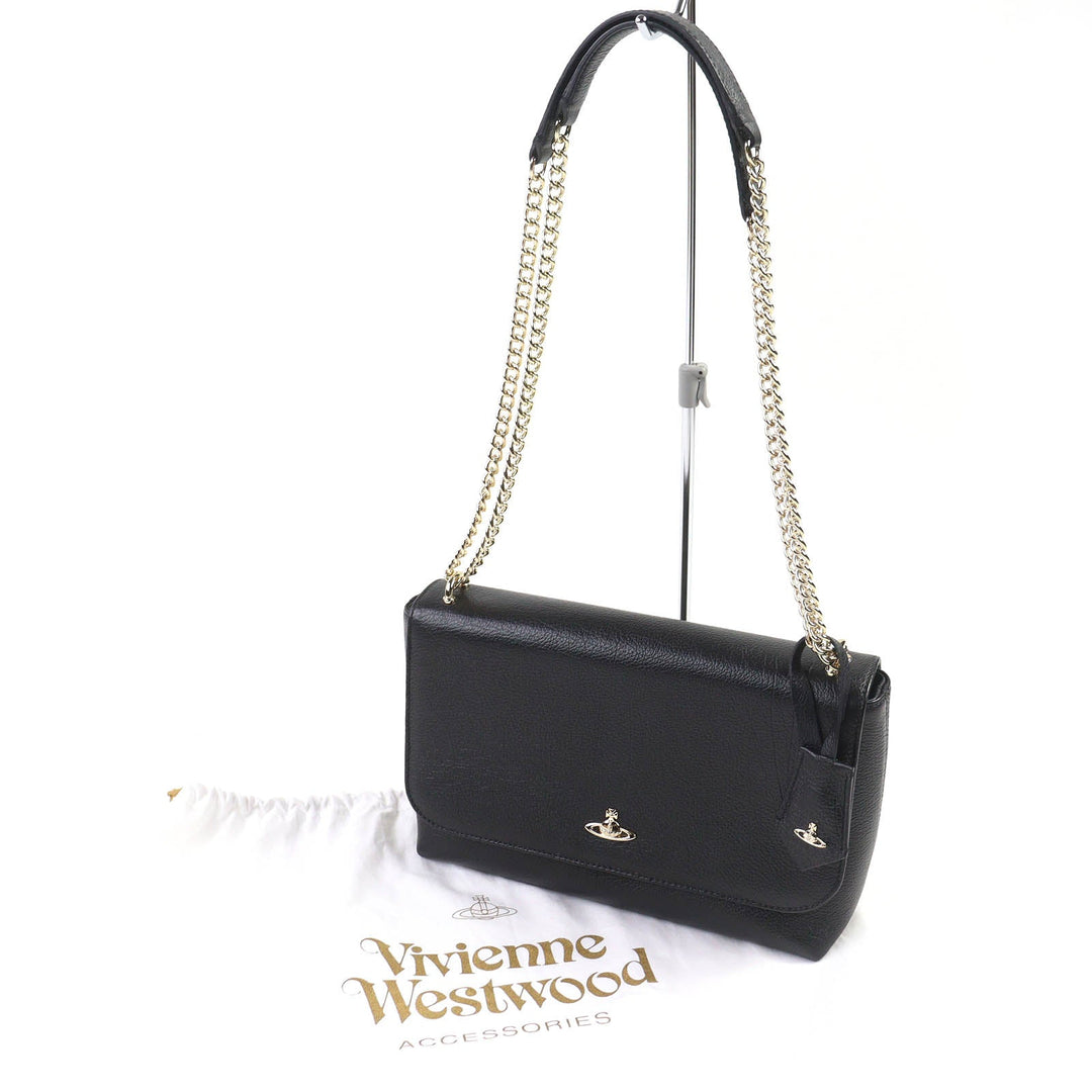 【新品未開封】VivienneWestwood 51010018 Vivienne Westwood Orb Flap Leather Shoulder Bag | ShopSimon