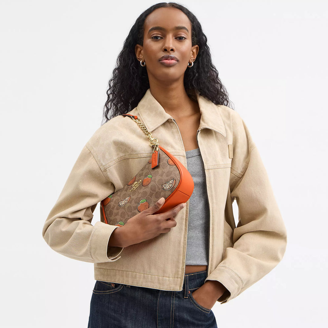 Coach Outlet Teri Shoulder Bag In Signature Canvas With Orange