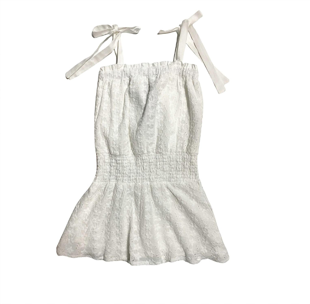 Katie J NYC Tween Karlie Romper Dress In White Eyelet