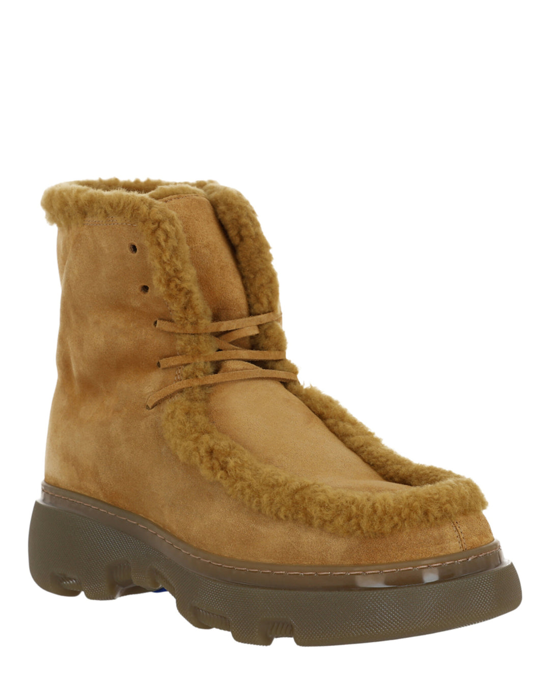 NEW BURBERRY men\'s creeper shearling boots in amber Burberry Suede and Shearling Creeper Shoes | REVERSIBLE main image 4