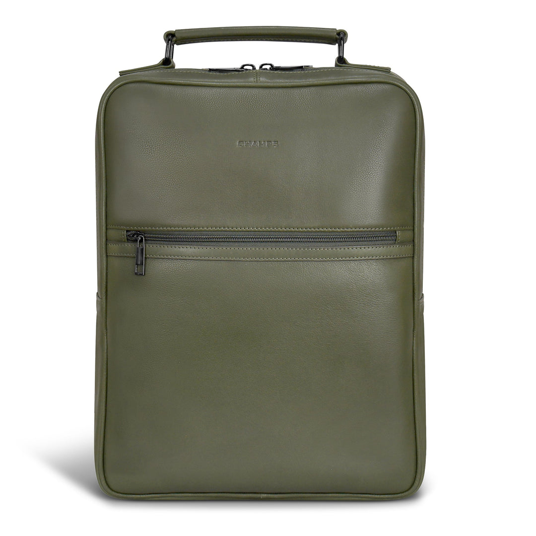 Champs Onyx Leather Compact Backpack, Khaki