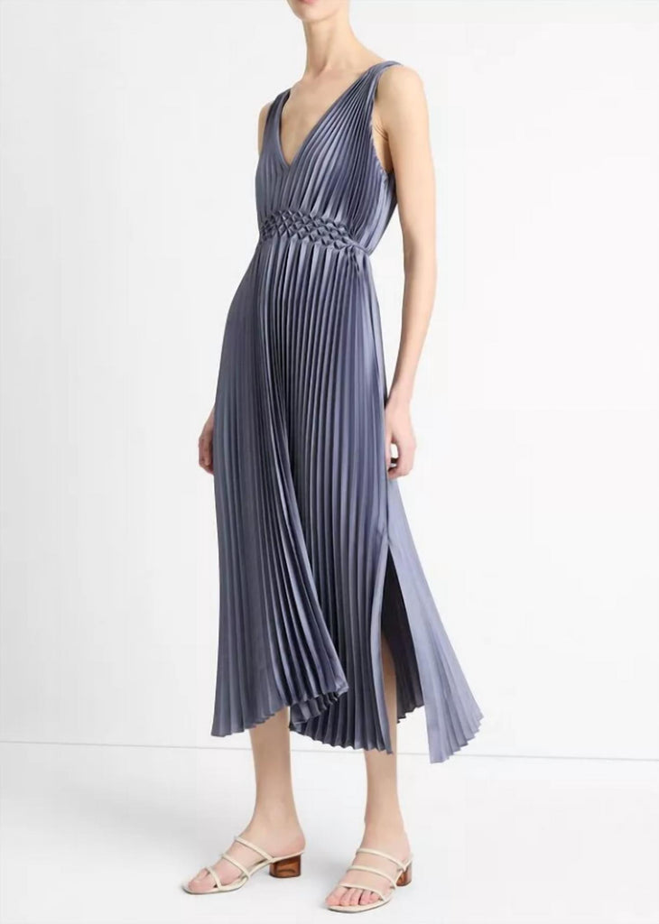 Vince Hand Smocked Pleated Dress In Mauve Thistle ShopSimon