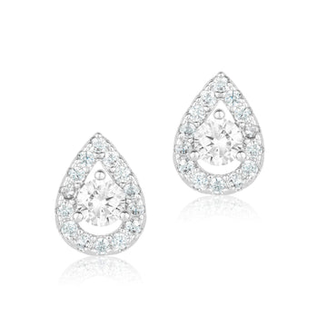 Adornia Pear Cut Halo Swarovski Crystal Earrings