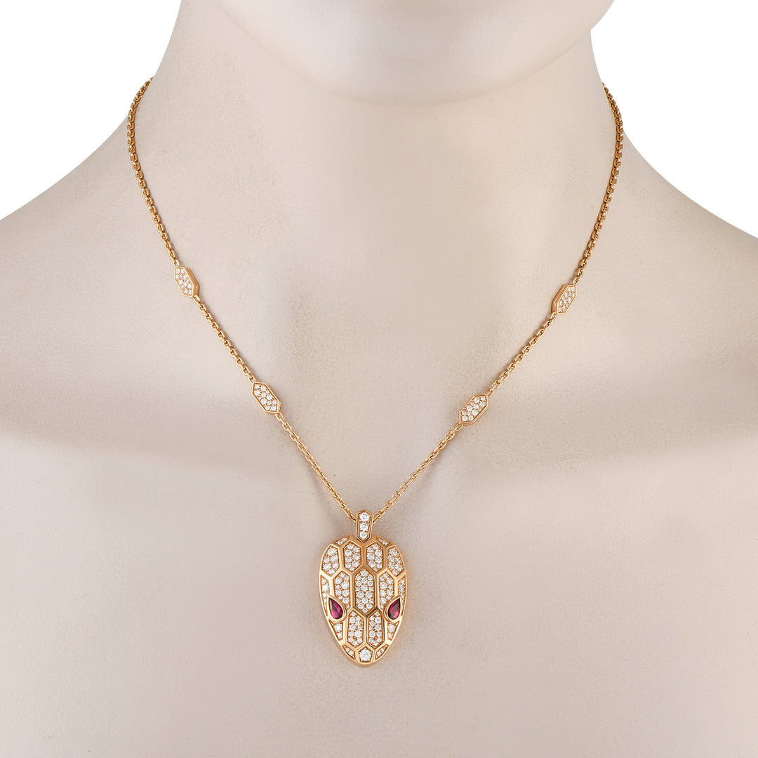Bvlgari Serpenti 18k Rose Gold 2.07ct Diamond And Rubellite