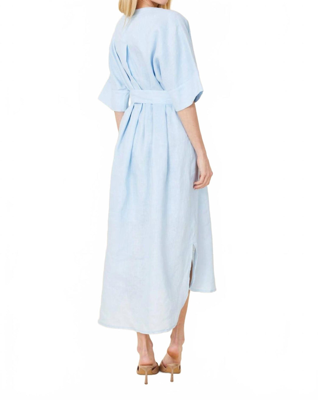 chinese dress ladies MERAKI Midi Dress - sky blue linen