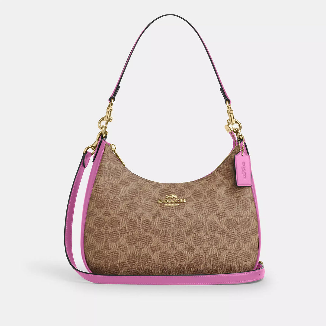coach backpack pink and tan Coach Outlet Teri Hobo Bag In Signature Canvas