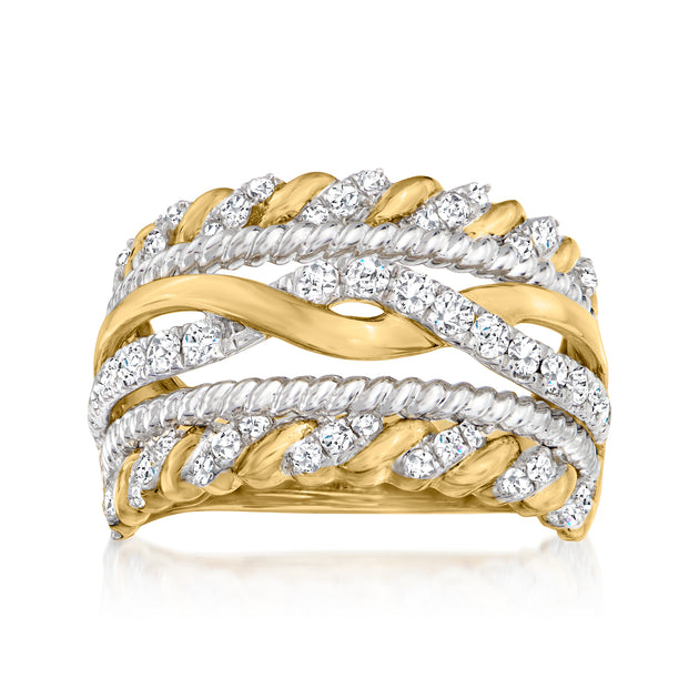 Ross-Simons Diamond Multi-row Twist Ring In 14kt 2-tone Gold | ShopSimon