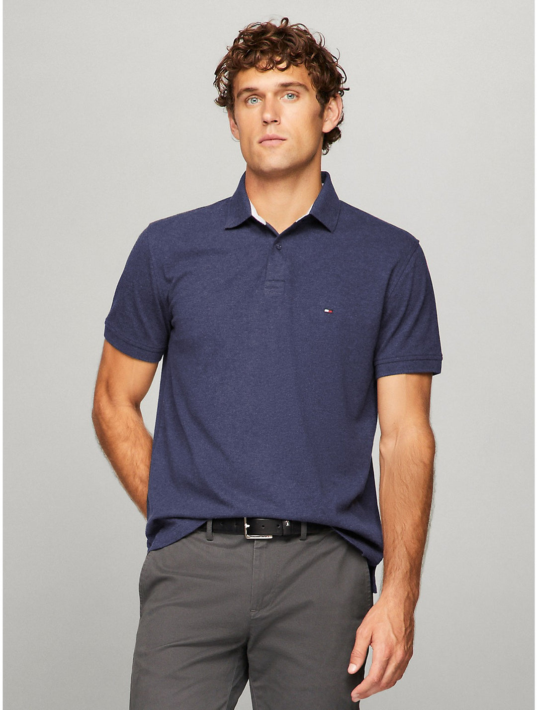 Tommy Hilfiger Men's Regular Fit Stretch Tommy Polo - Blue