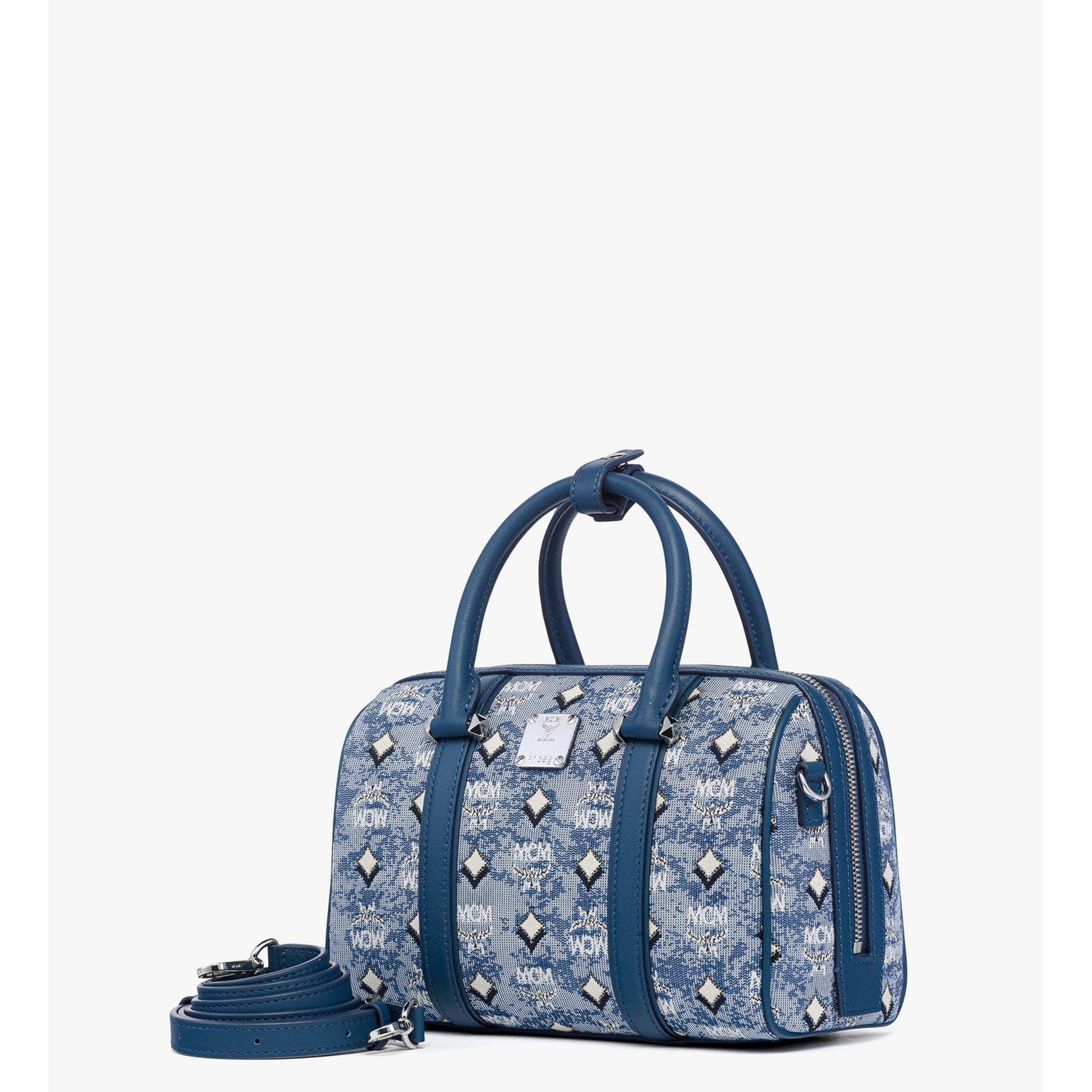 Mcm Small Boston Bag In Denim Visetos | ShopSimon