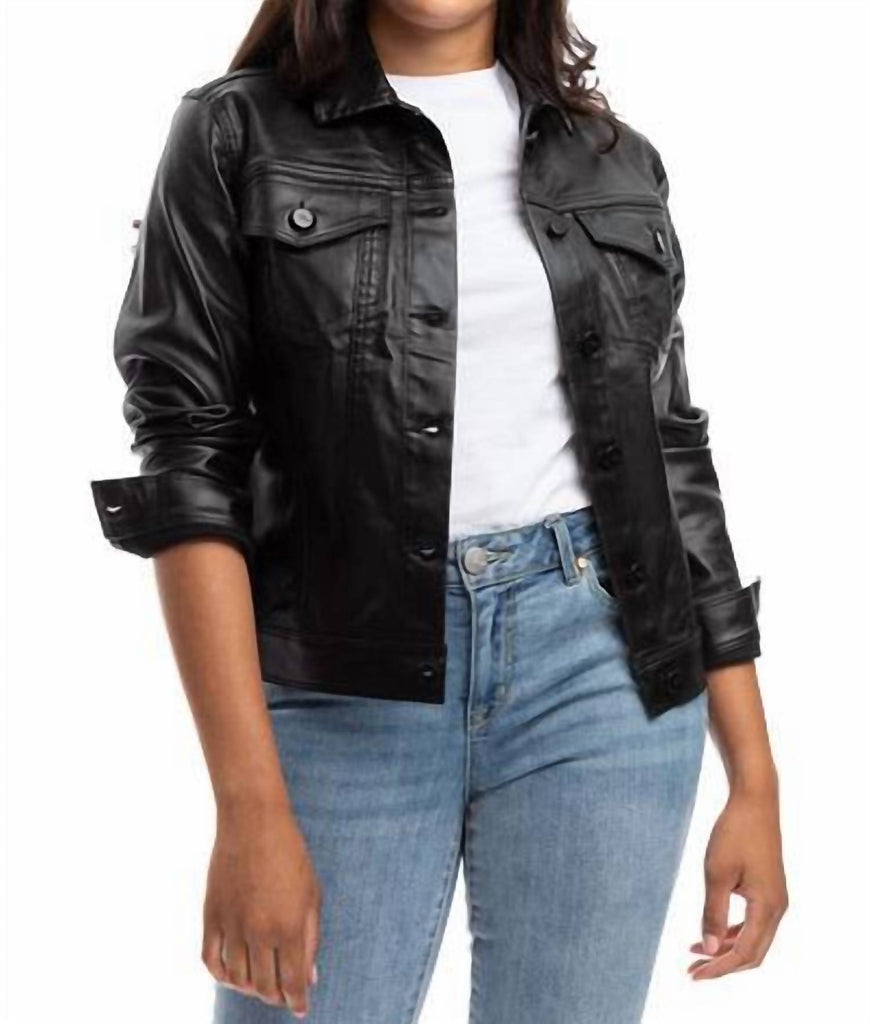 ジャケット・アウター archive dry coating denim jacket black 1822 Denim Classic Coated Denim Jacket In Black | ShopSimon