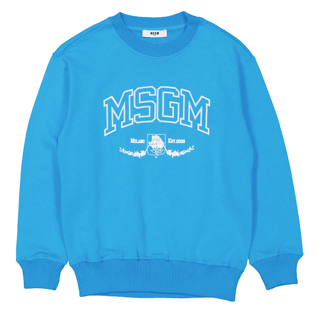 スウェット・トレーナー MSGM COTTON CREWNECK SWEATSHIRT WITH LOGO MSGM Boys Logo-print Cotton Sweatshirt | ShopSimon