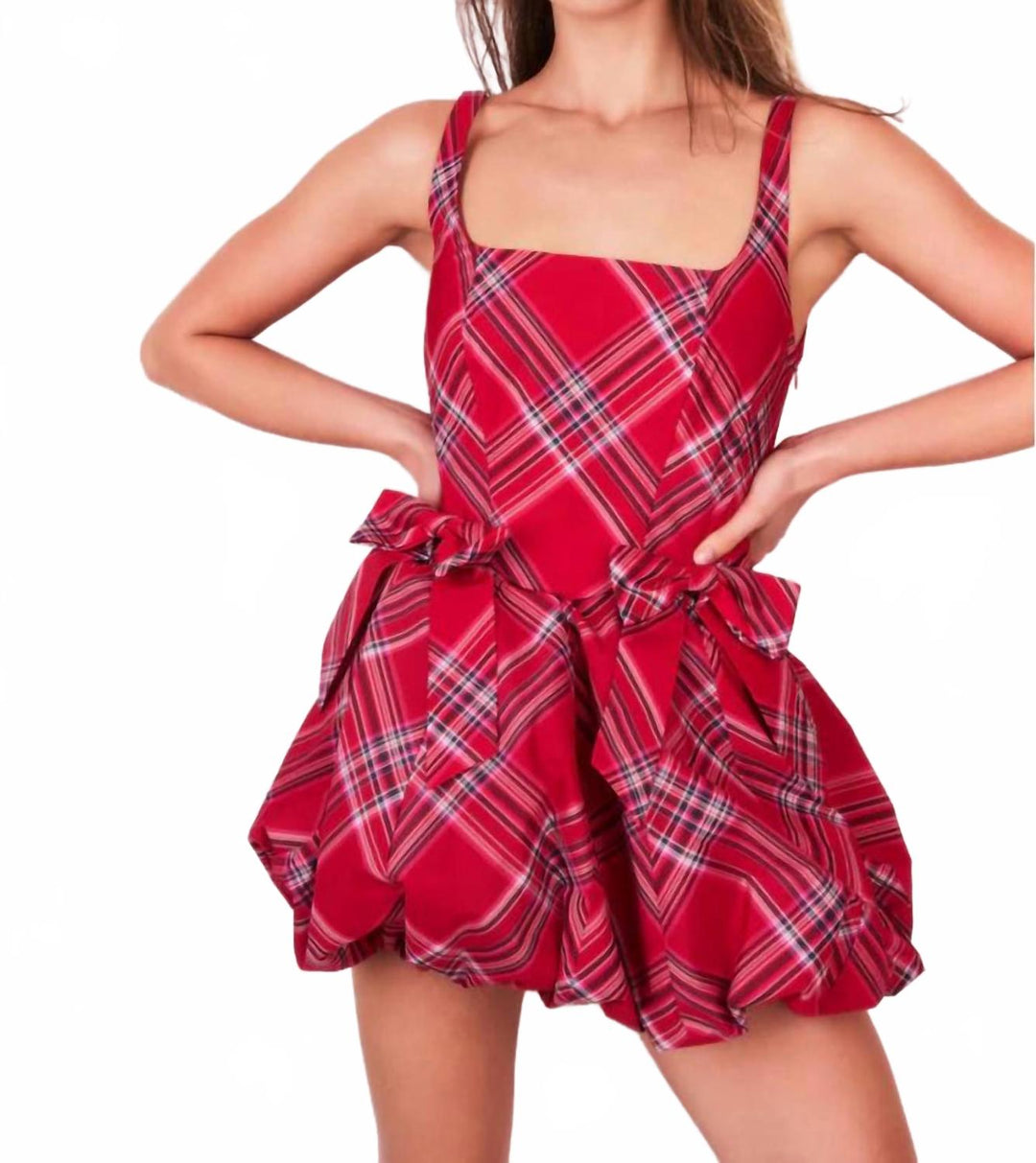 mini dress plaid Plaid V-Neck Tie Waist Wrap Mini Dress-Brown-Simply Dixie Boutique Small