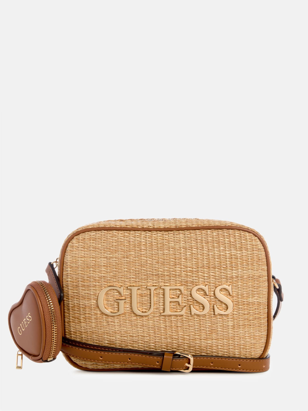 Guess Factory Pristina Straw Camera Crossbody | ShopSimon