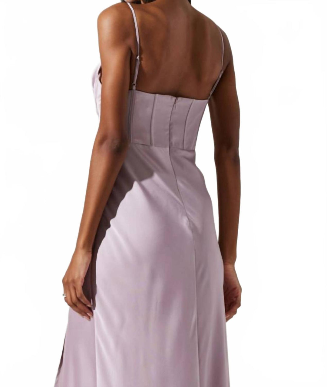 ASTR Cannes Satin Bustier Maxi Dress In Silver Lilac | ShopSimon ASTR Cannes Satin Bustier Maxi Dress In Silver Lilac | ShopSimon