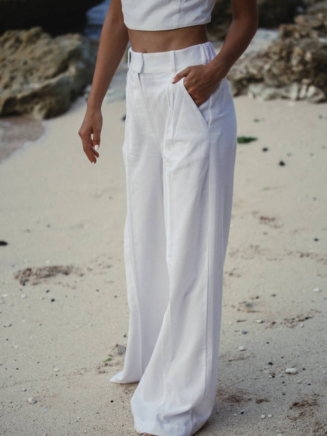 Handloom Pera Pant In White | ShopSimon