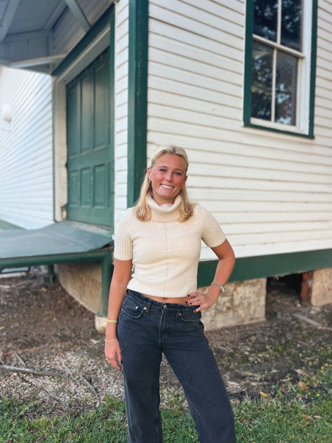 DESIGN HISTORY Mimi Turtle Neck Top In Sand | ShopSimon