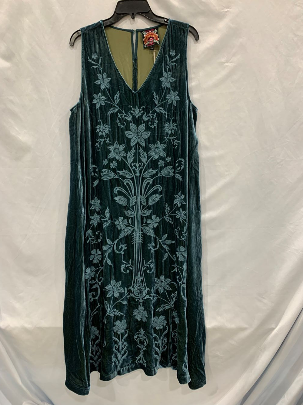 johnny was peacock mesh dress Johnny Was Velvet V-Neck Dress in Peacock