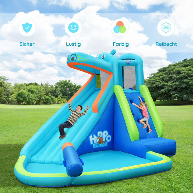 Hivvago Inflatable Water Pool with Splash and Slide Without Blower ...