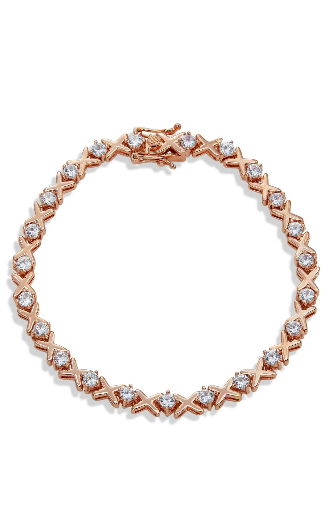 SAVVY CIE JEWELS 18K ROSE HUG AND KISSES TENNIS BRACELET | ShopSimon