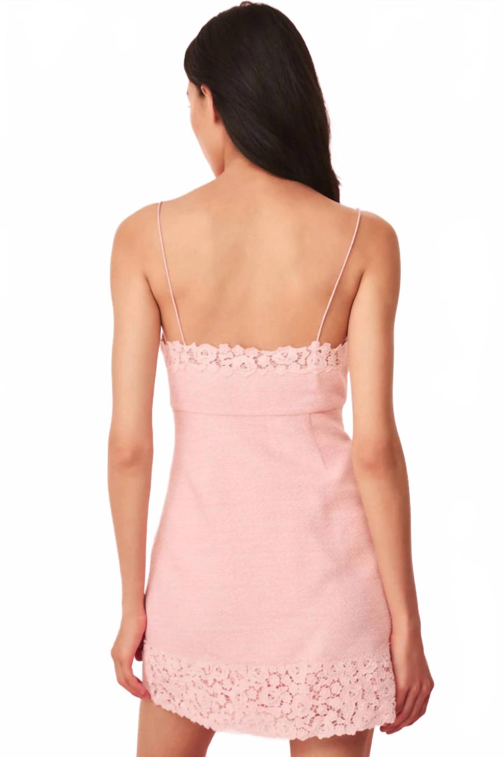 LoveShackFancy Meva Tweed Lace-Trimmed Mini Dress In Strawberry