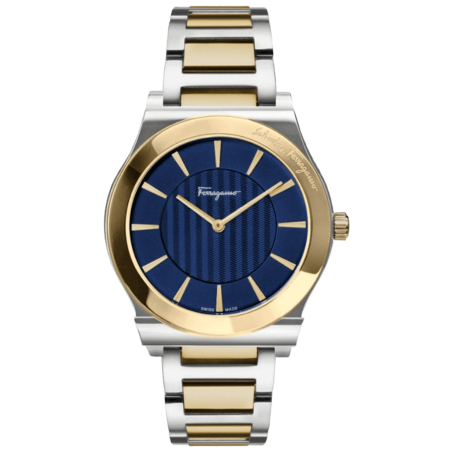 Salvatore Ferragamo 1898 Slim Blue Dial Two Tone Steel Men display picture 2