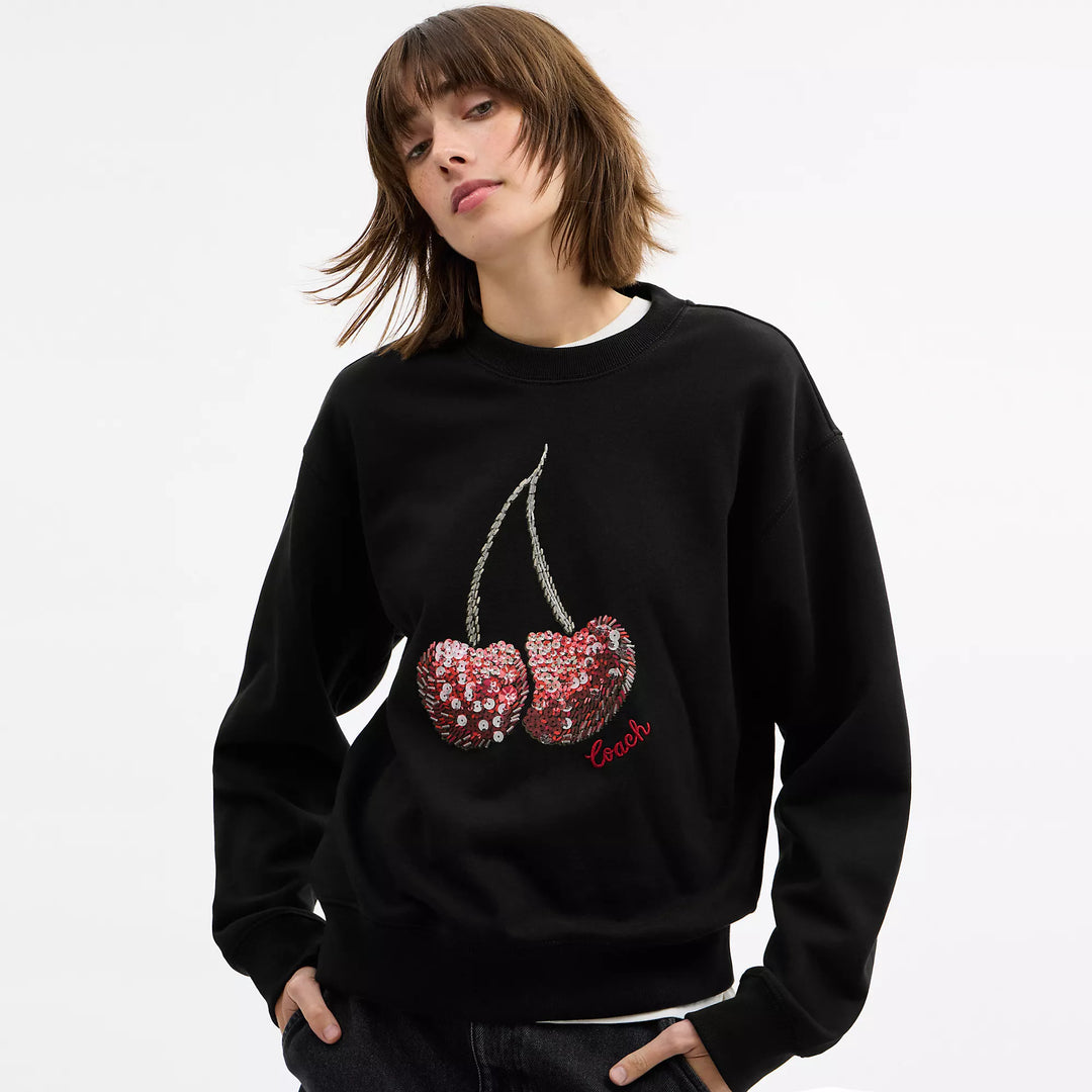 Coach Outlet Cherry Crewneck Sweatshirt | ShopSimon Coach Outlet Cherry Crewneck Sweatshirt | ShopSimon