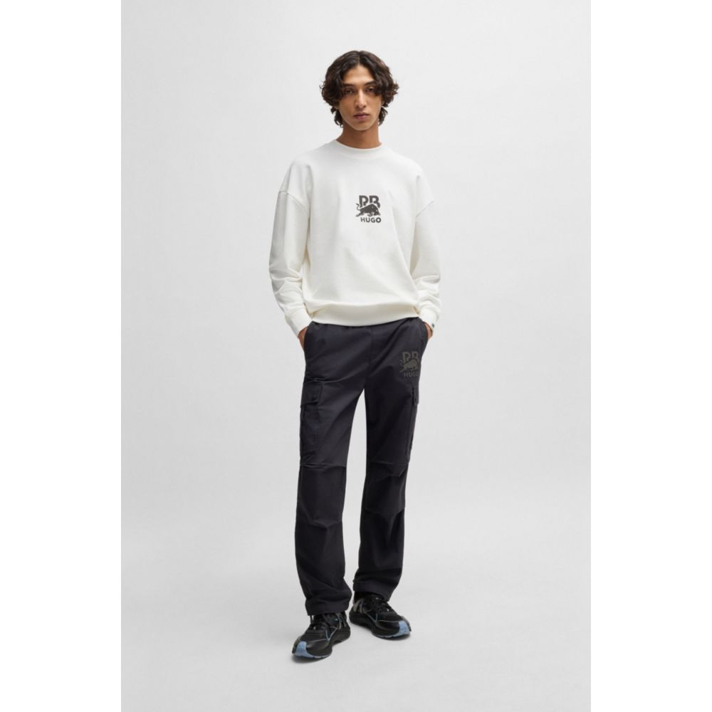 HUGO - Stacked-logo Sweatshirt In A Cotton Blend - Brown