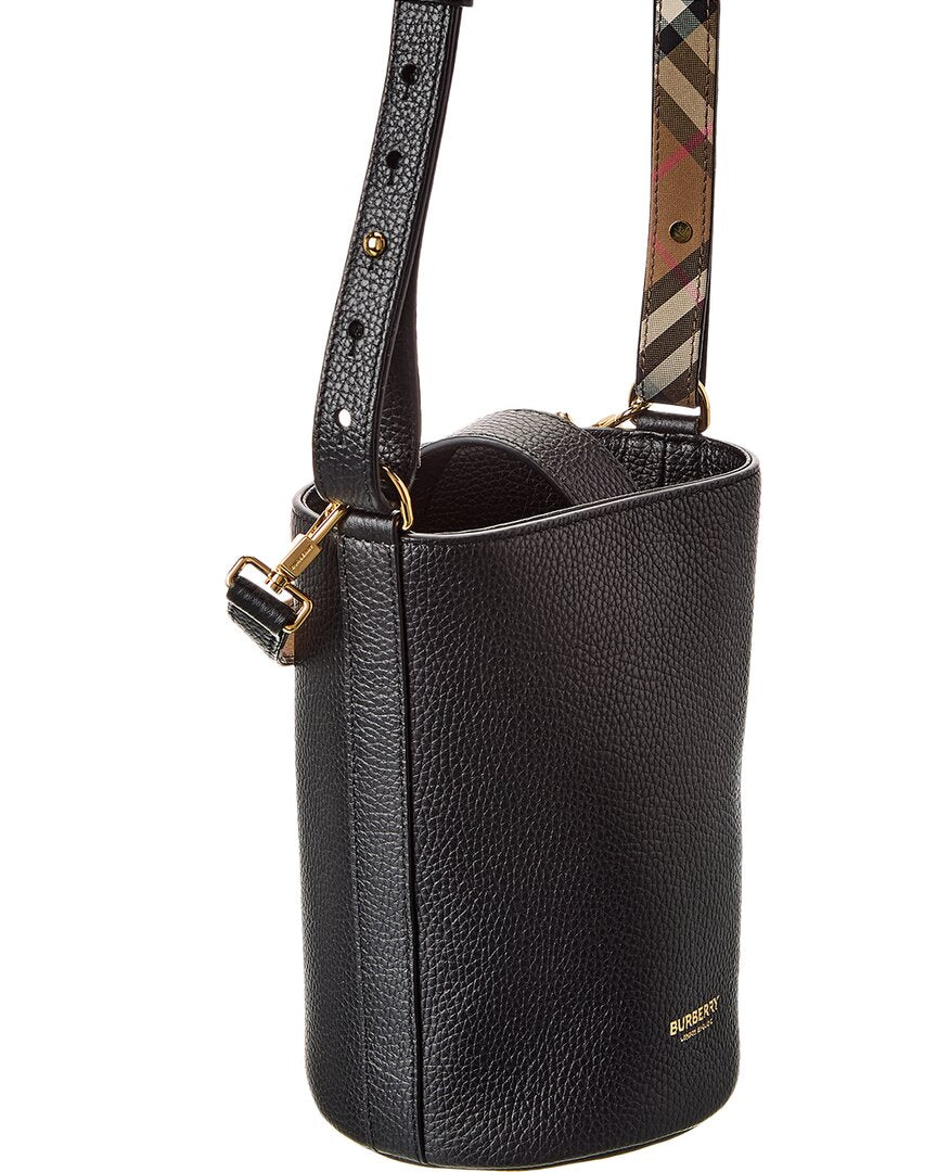 Burberry Logo Small Leather Bucket Bag | ShopSimon