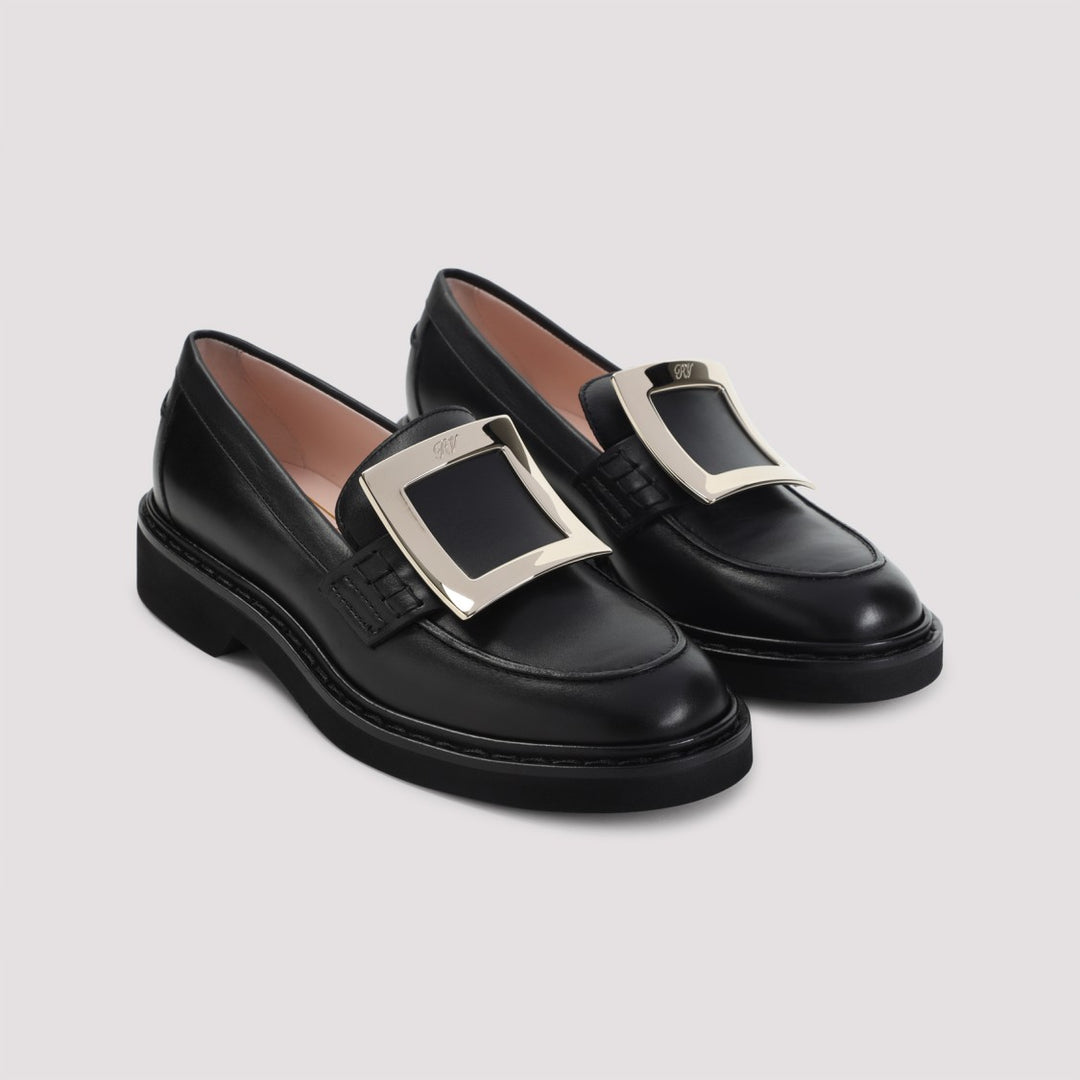 Roger Vivier Black Leather Vivier Viv Rangers Met Buc 25 Loafers