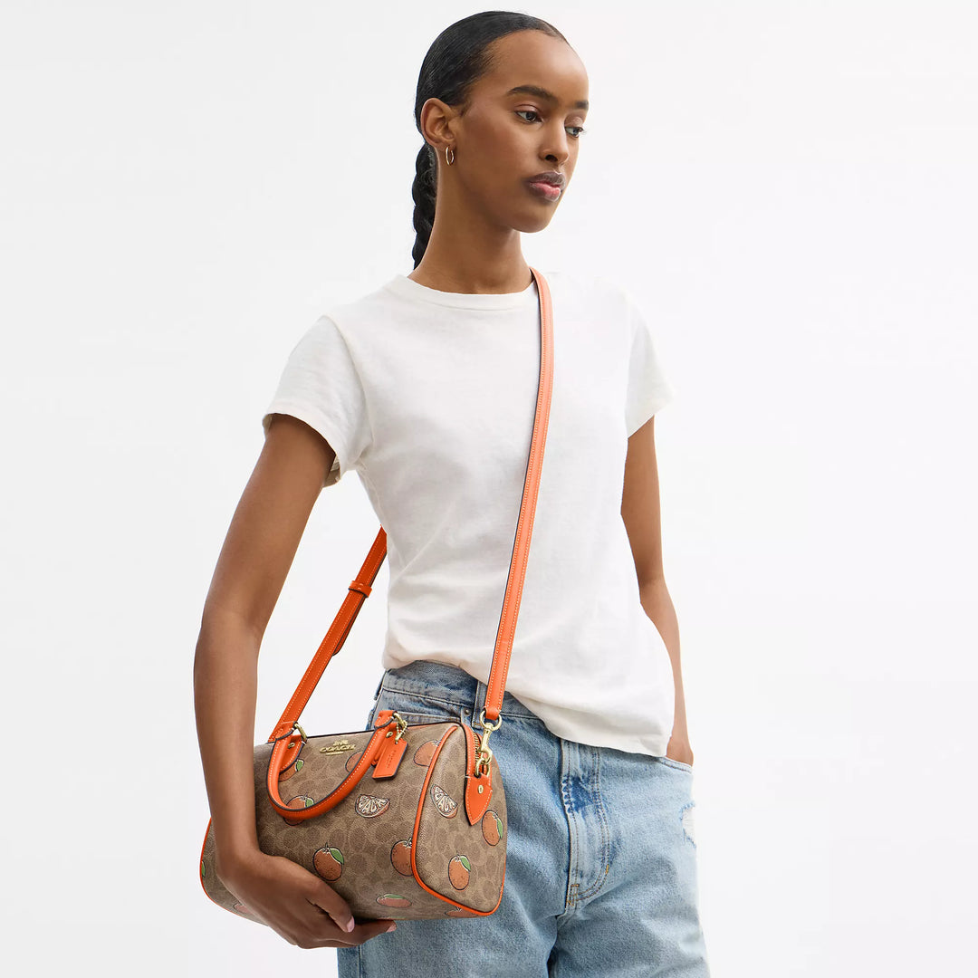 Coach Outlet Rowan Satchel Bag In Signature Canvas With Orange Coach Outlet Rowan Satchel Bag In Signature Canvas With Orange