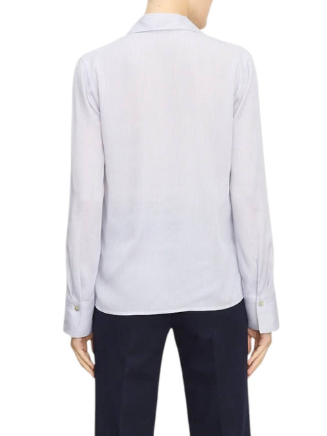 Vince Classic Micro Stripe Pullover Shirt In Sky Graphite 