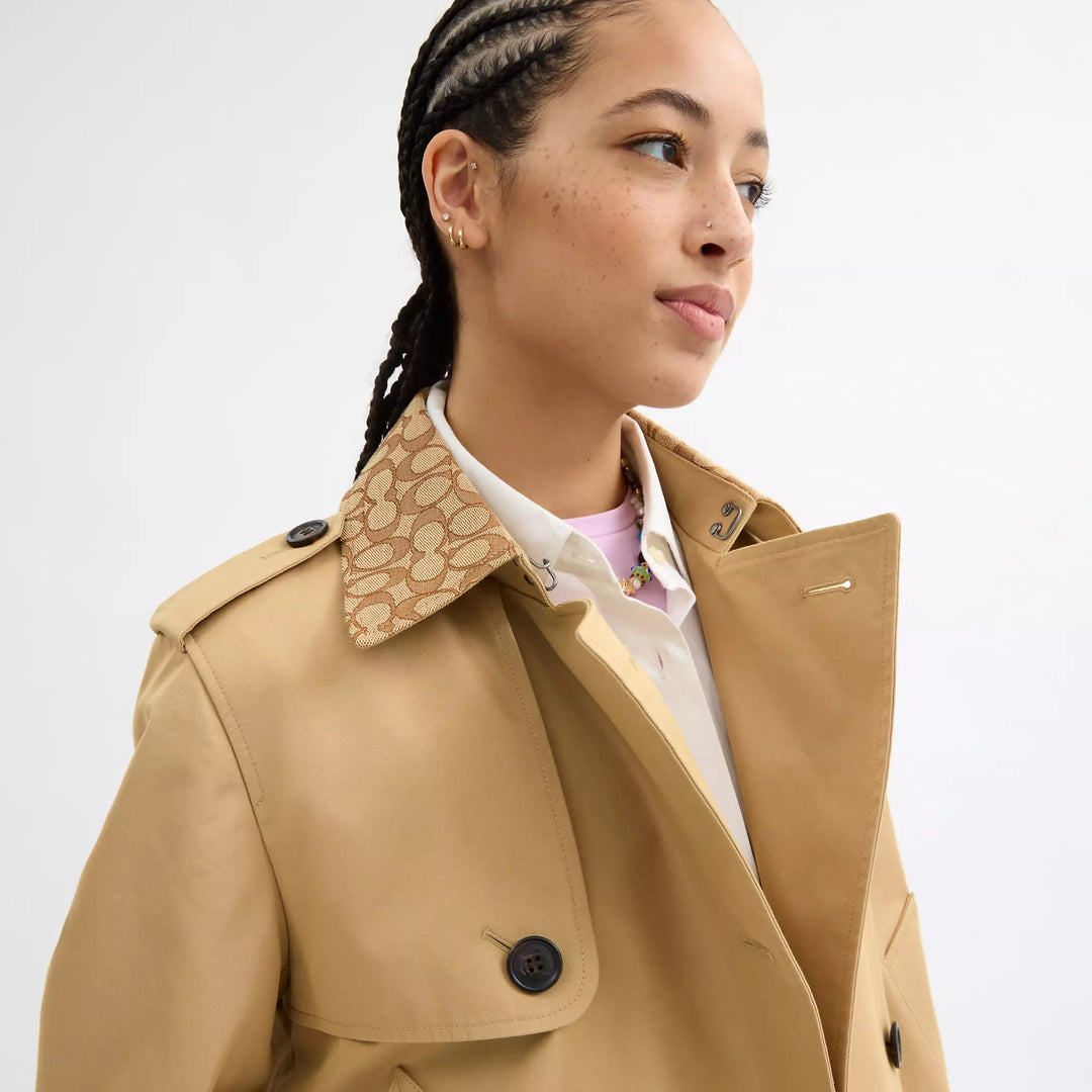 Coach Outlet Short Trench Coat With Signature Collar | ShopSimon Coach Outlet Short Trench Coat With Signature Collar | ShopSimon