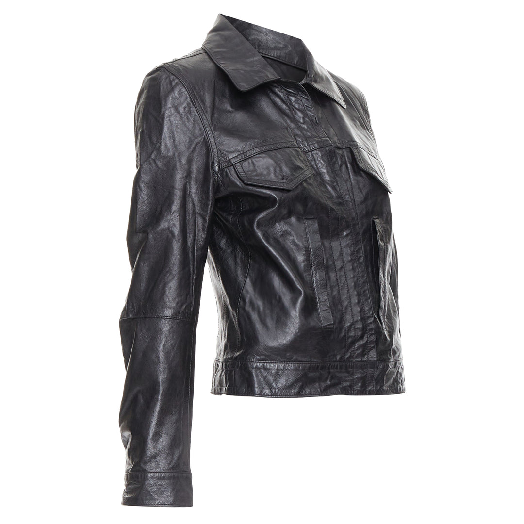 Ann Demeulemeester Leather Cropped Jacket | ShopSimon