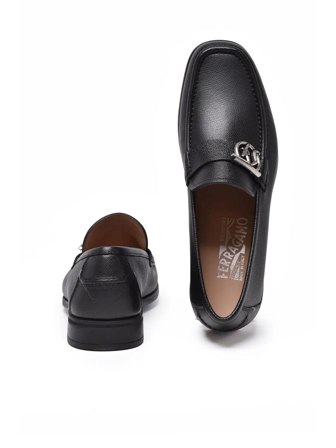 Salvatore Ferragamo レザー シューズ US10 ブラック SALVATORE FERRAGAMO Black Leather Linus Loafers | ShopSimon