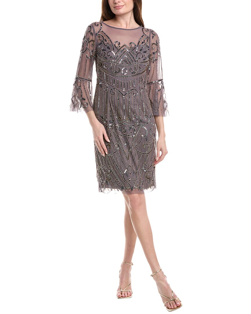 aviana jewelled midi dress Adrianna Papell Beaded Embellished Tulle Cocktail Dress