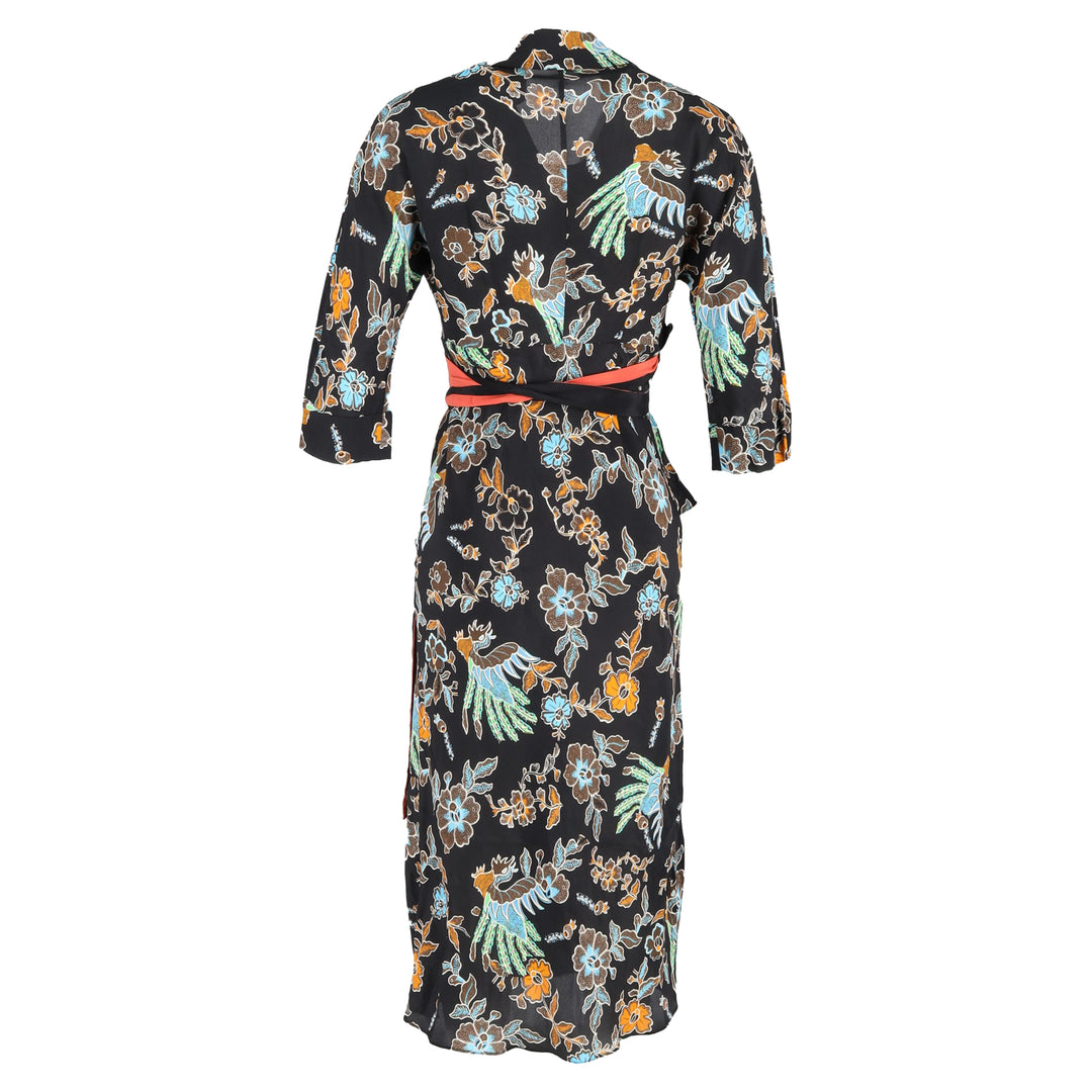 Diane von Furstenberg Madalena Midi Wrap Dress In Multicolor Silk