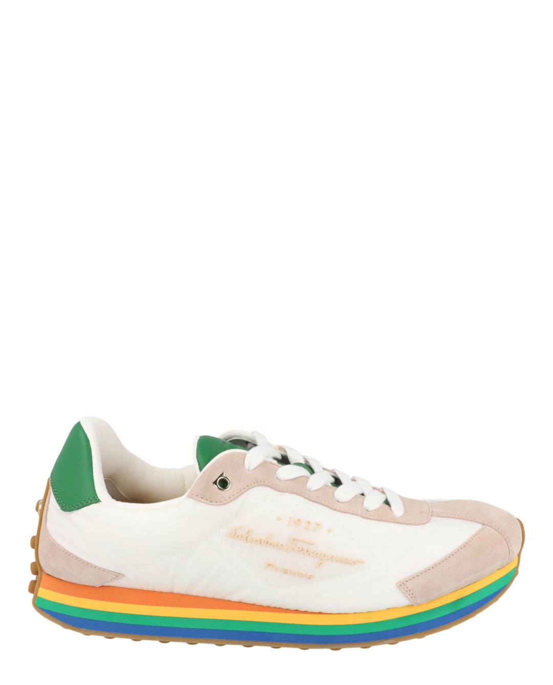 Salvatore Ferragamo Iggy Mixed Media Sneakers | ShopSimon