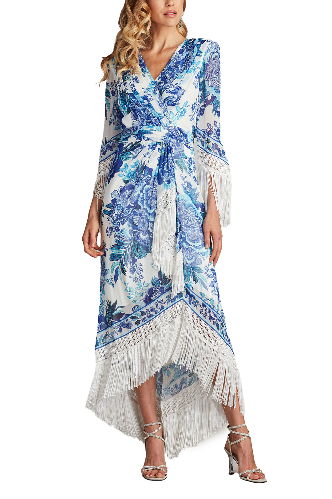 新作Tadashi shoji パーティードレス Mair Floral Fringe Wrap Mair Floral Print Tassel Fringe Wrap Dress | Tadashi Shoji