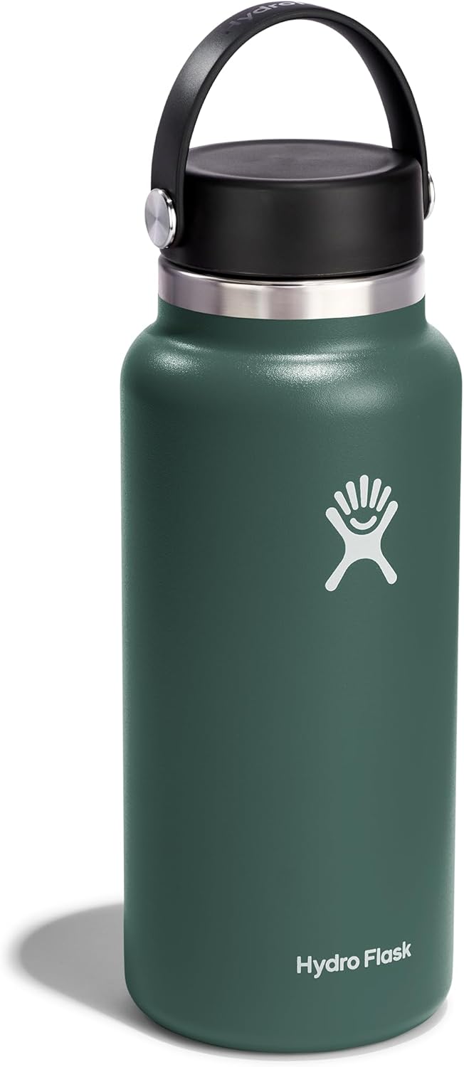 Hydro Flask 32 Oz Vacuum Insulated Stainless Steel Water Bottle Flask -  Flex Cap With Strap - Wide Mouth