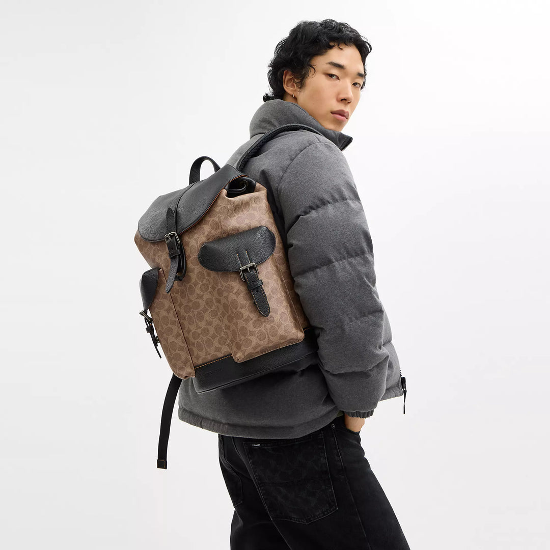 coach backpack tan Coach Outlet Warner Backpack In Signature Canvas