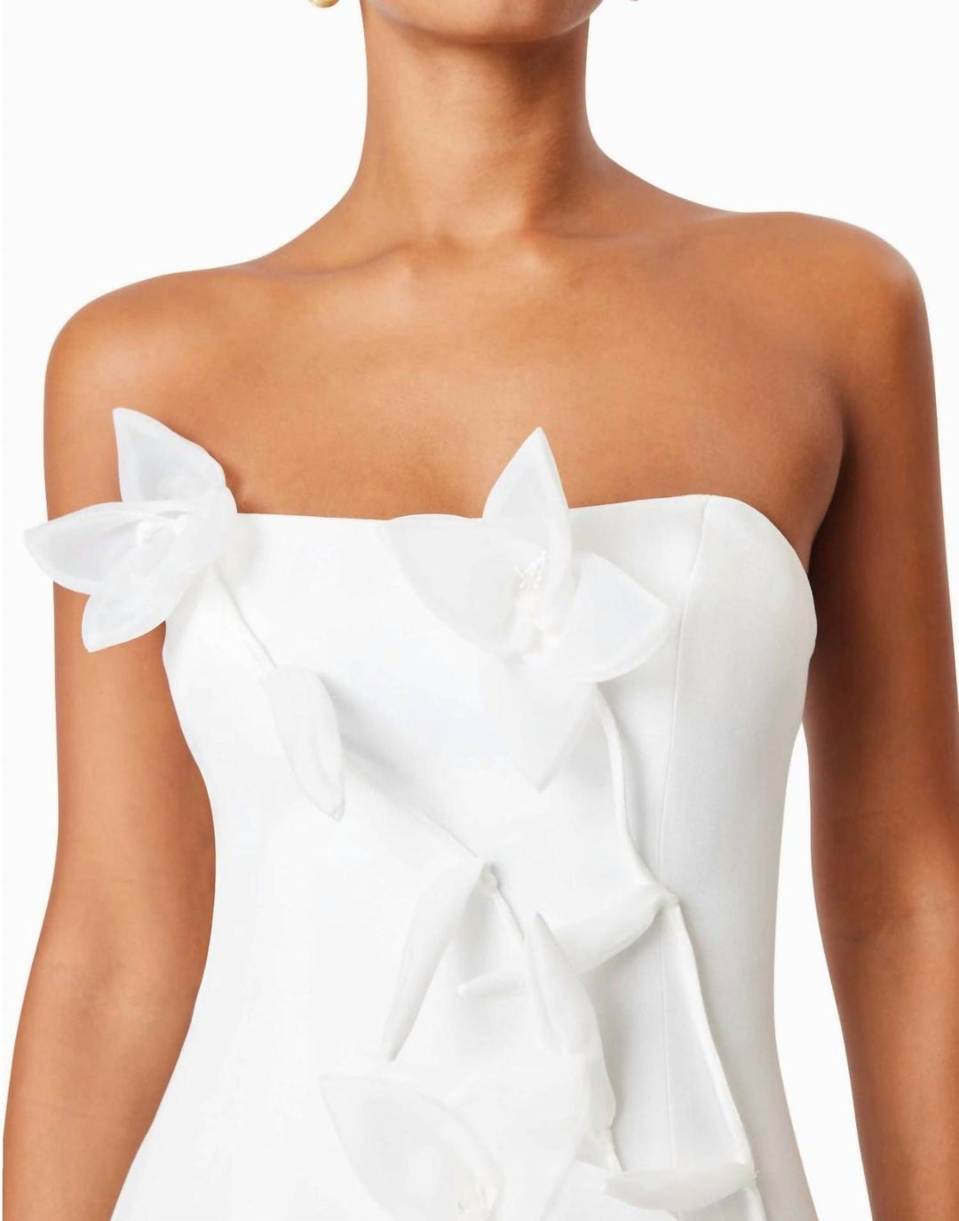 elliatt bethany mini dress ELLIATT Bethany Strapless Floral Midi Dress In White
