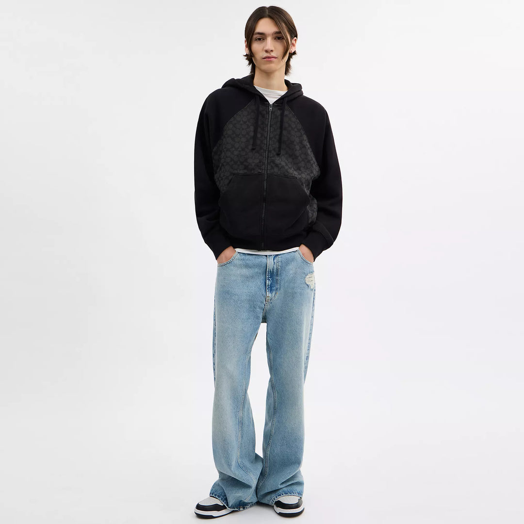 Coach Outlet Signature Full Zip Hoodie In Organic Cotton | ShopSimon